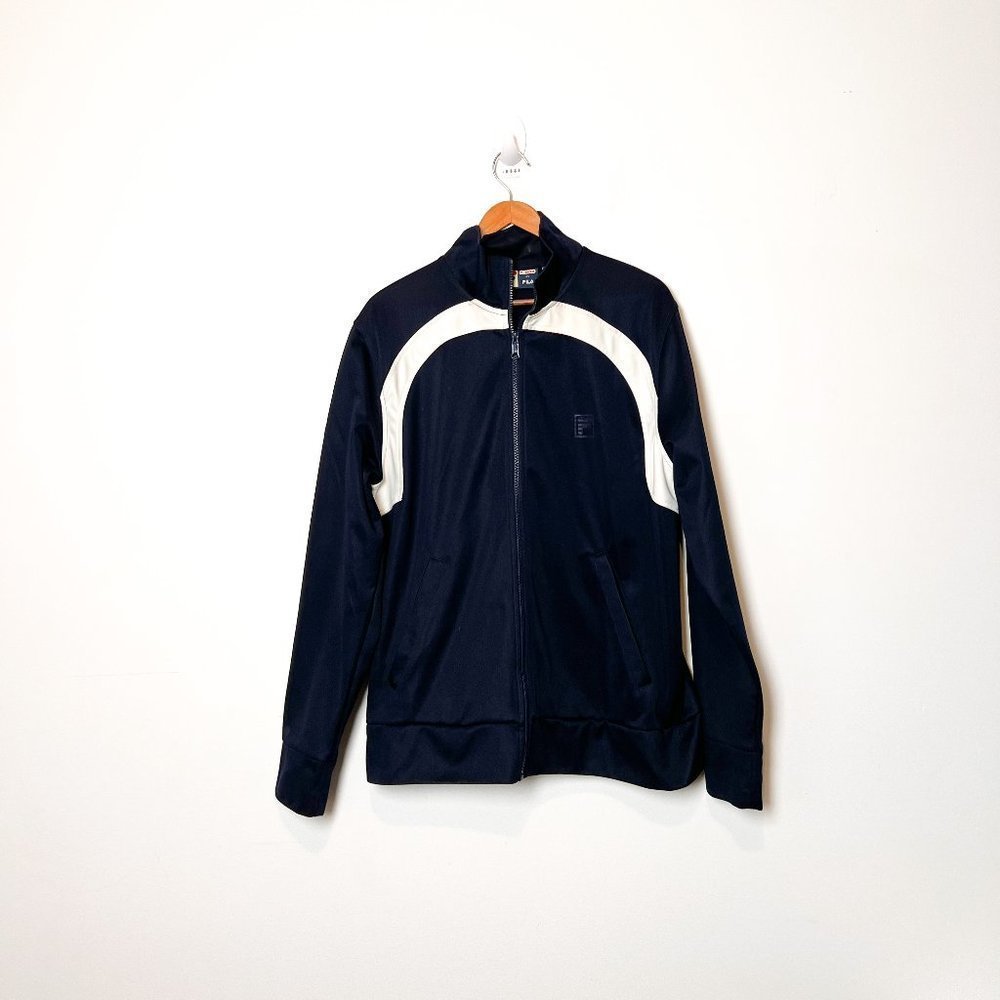 Fila Mens Blue and White Varsity Athletic Jacket